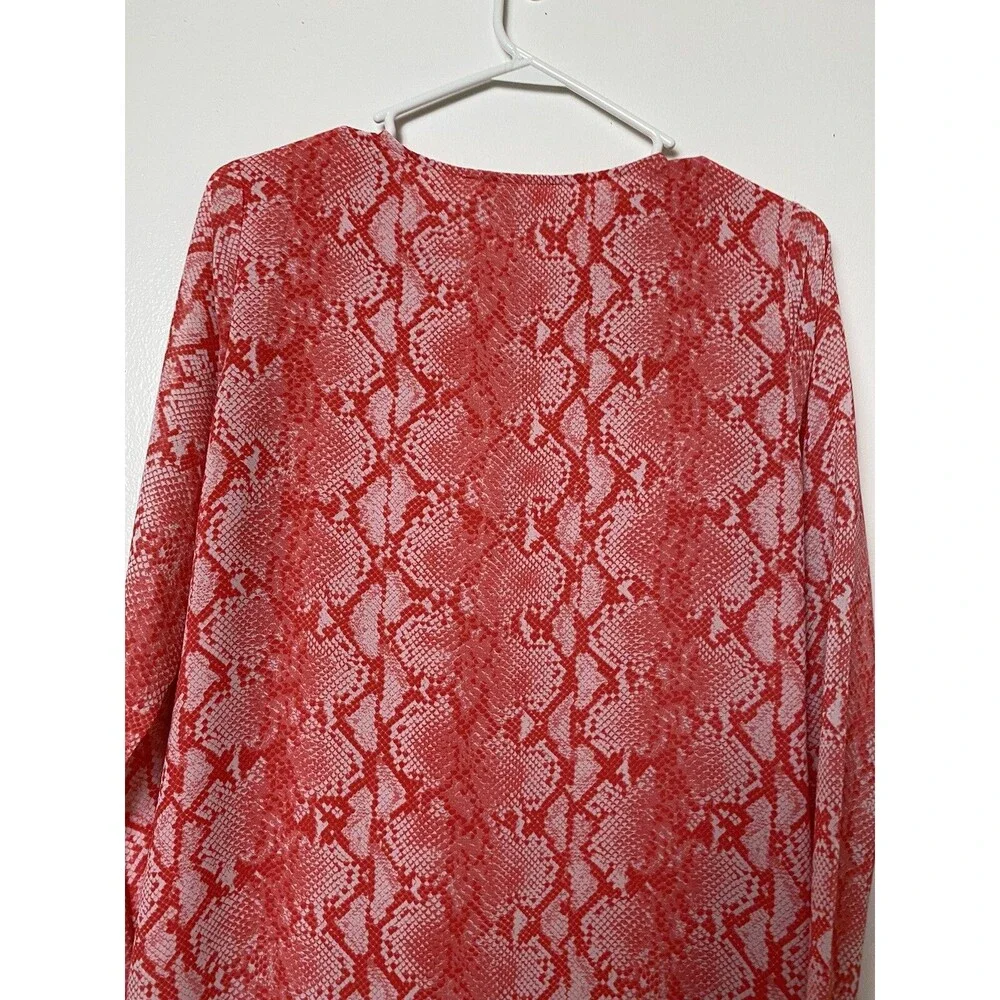 Michael Kors Tunic Dress Women's Size S Orange Sneak Print Long Sleeves Slits